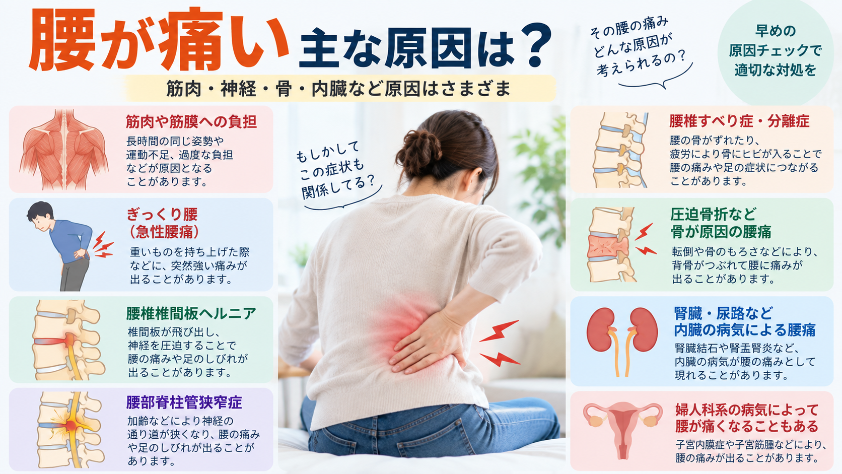 腰が痛いときに考えられる主な原因・病気
