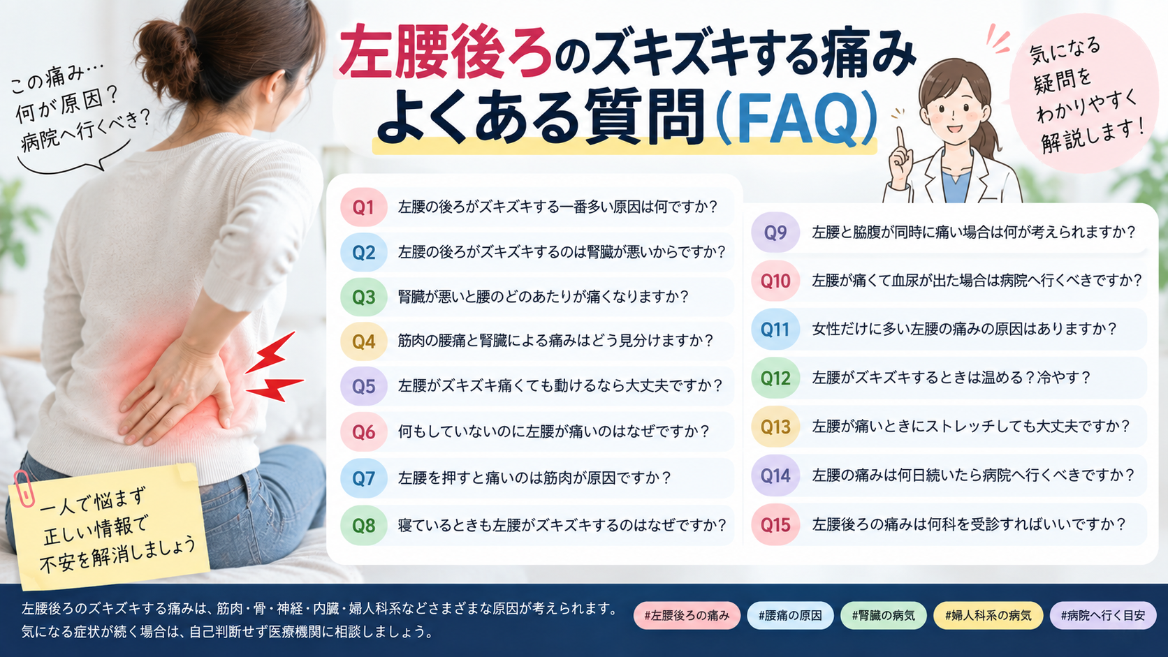 左腰後ろのズキズキする痛みに関するよくある質問(FAQ)