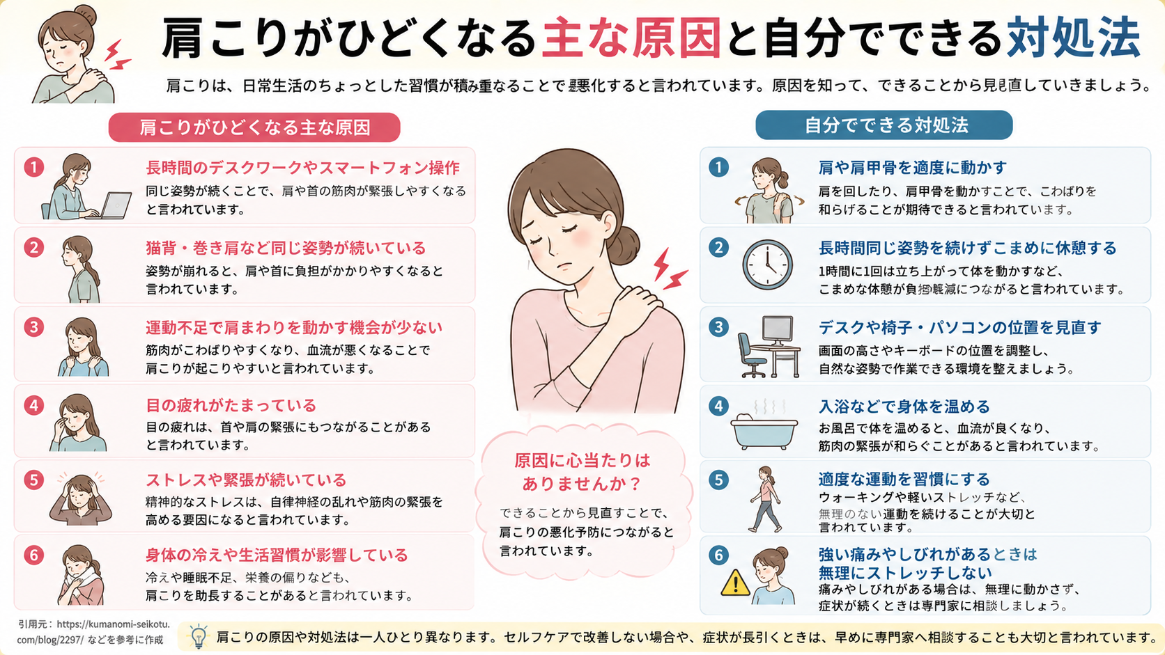 肩こりがひどくなる主な原因と自分でできる対処法