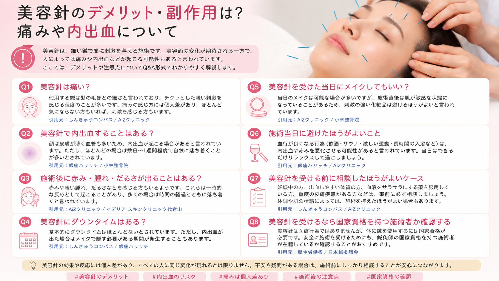 美容針のデメリット・副作用は?痛みや内出血について