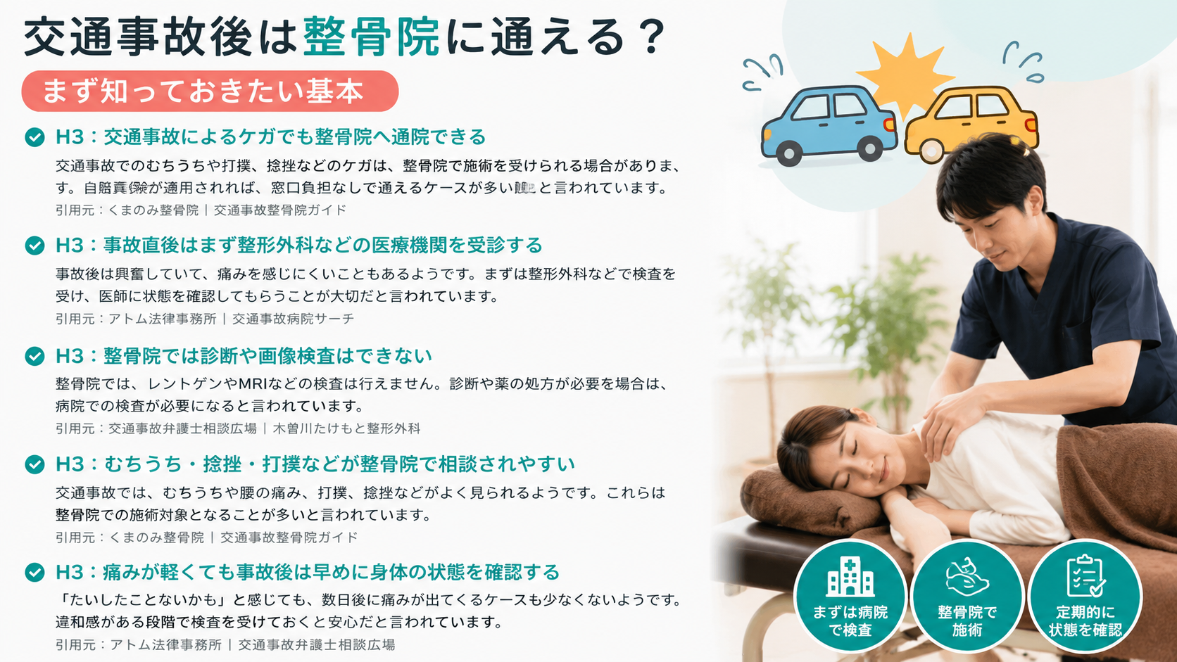 交通事故後は整骨院に通える?まず知っておきたい基本