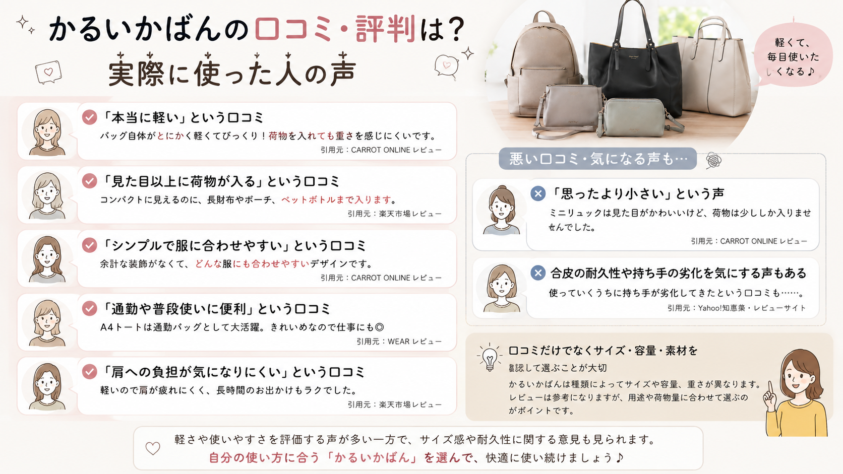 かるいかばんの口コミ・評判は?実際に使った人の声
