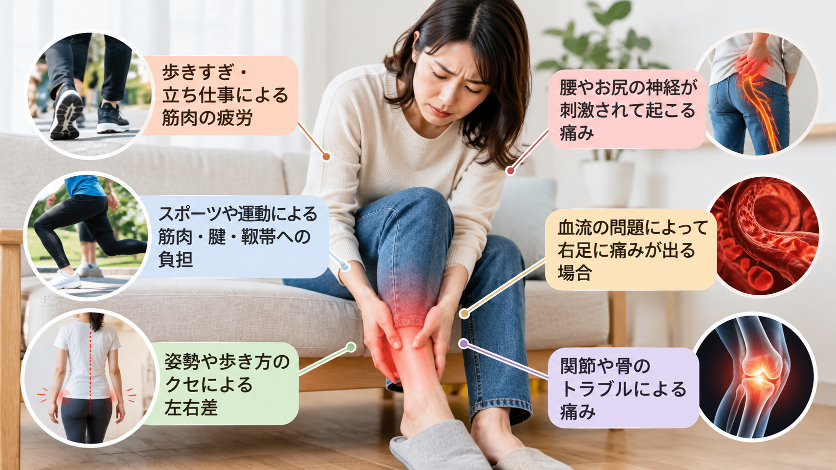 右足が痛いのはなぜ?片足だけ痛む主な原因