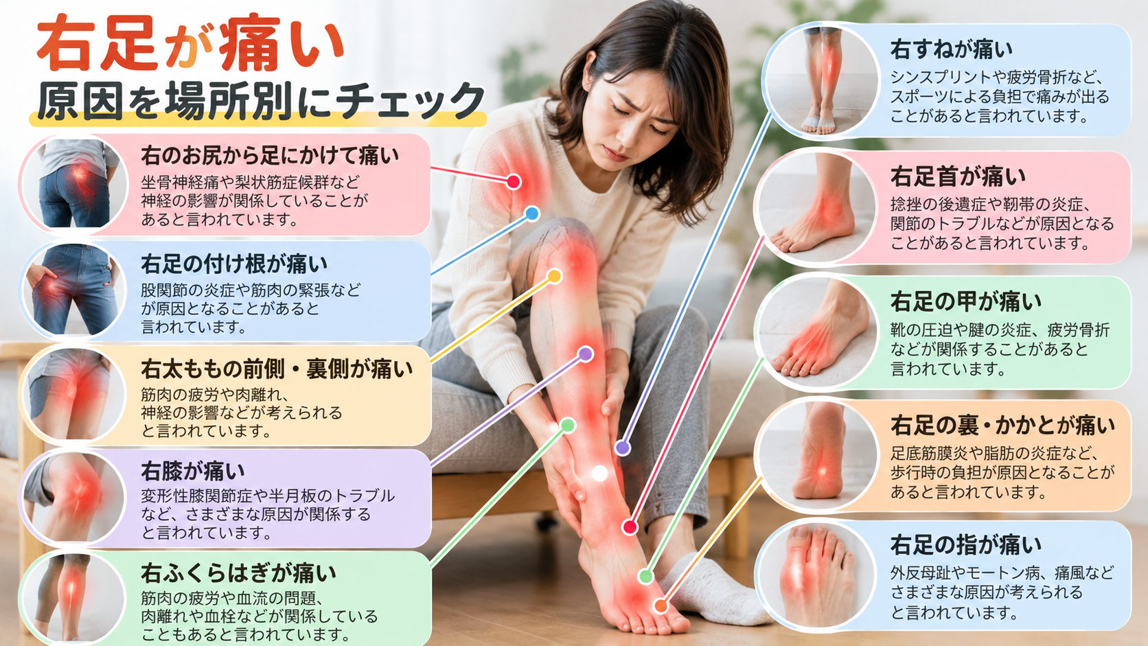 右足が痛い原因を場所別にチェック