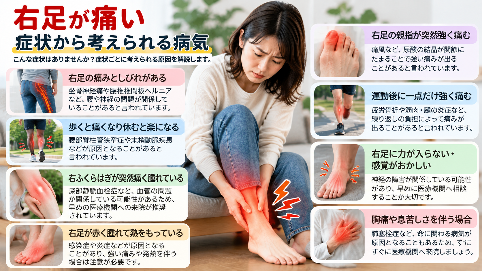 症状から考える右足の痛みと注意したい病気