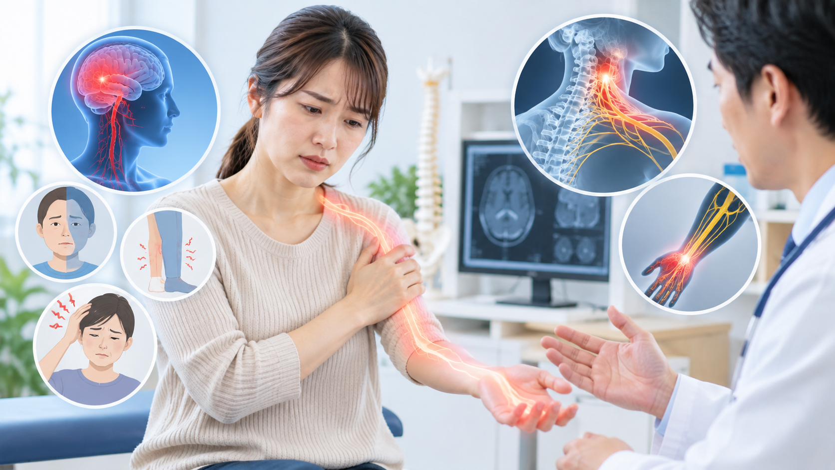 片方の腕のしびれで病院へ行くべき症状と何科を受診するか