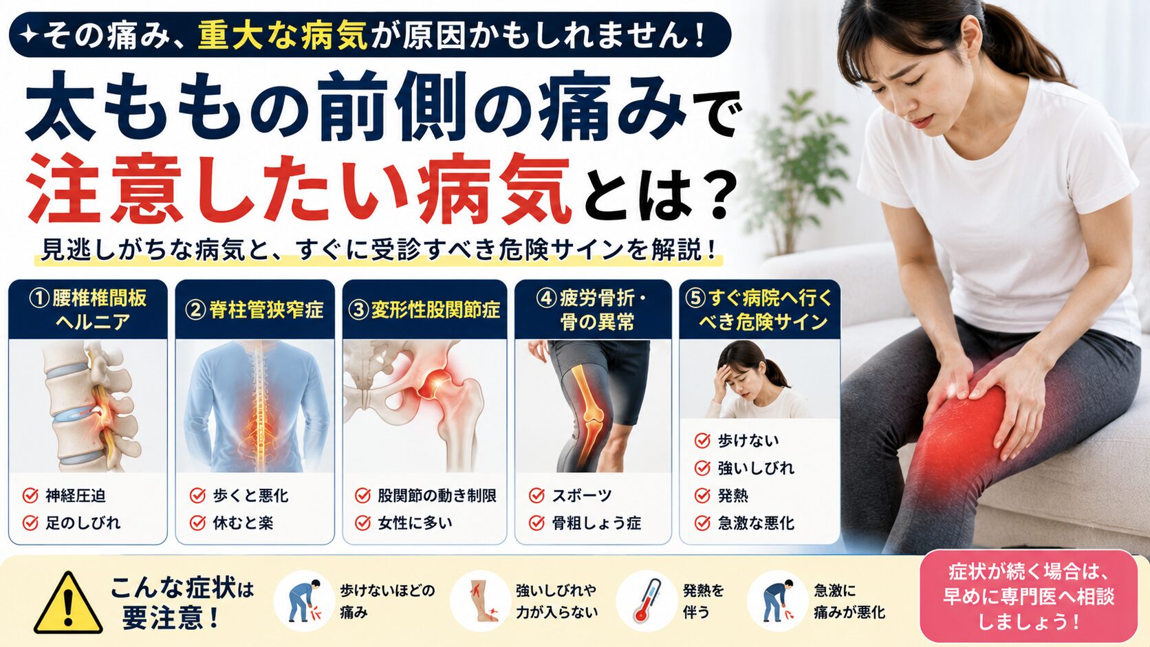 太ももの前側の痛みで注意したい病気