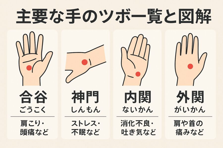 手のツボ 図でわかる位置と効能｜セルフケアで押し方も解説 - 姫路ゆず