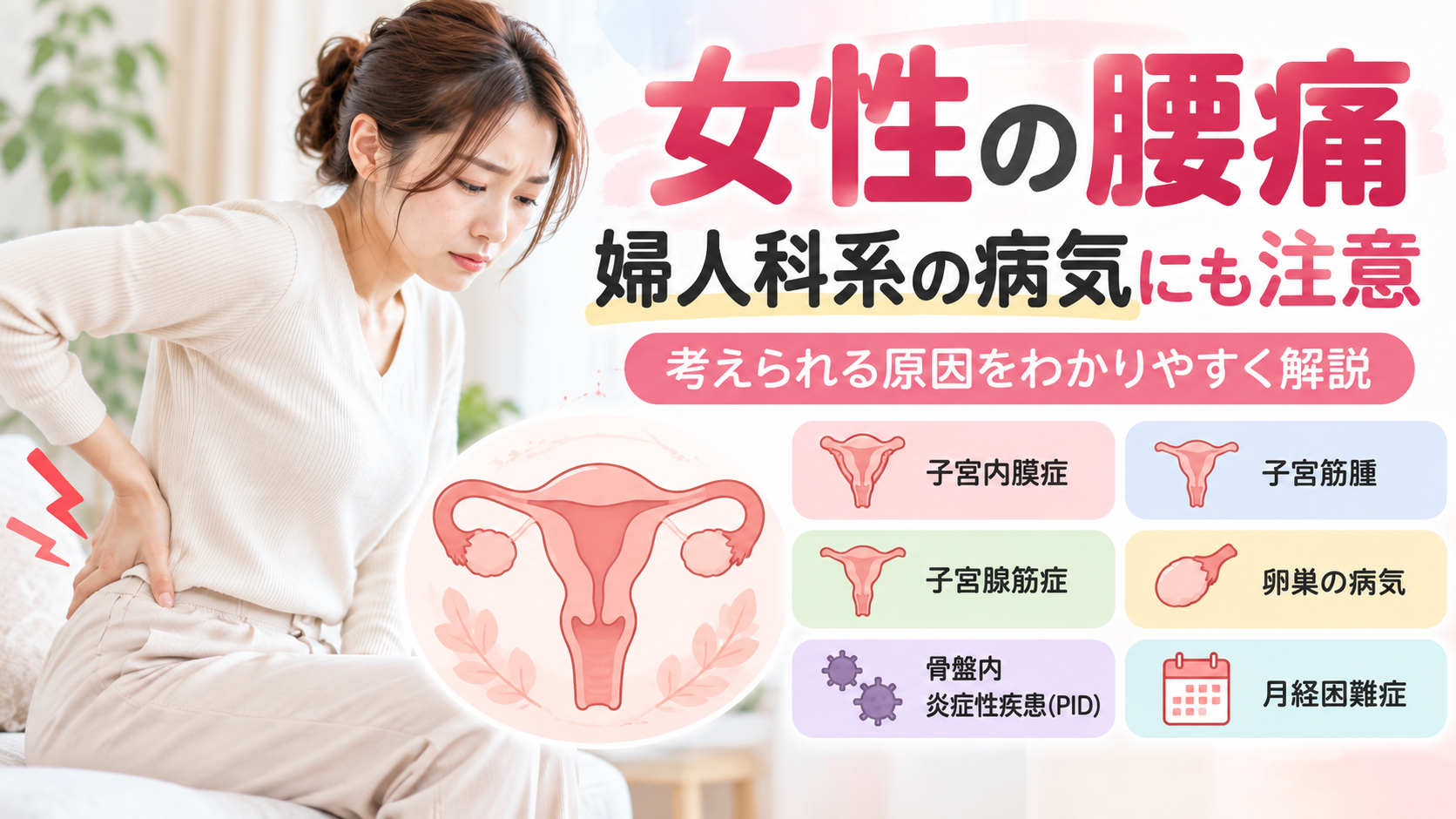 女性の腰が痛いときに考えられる婦人科系の病気