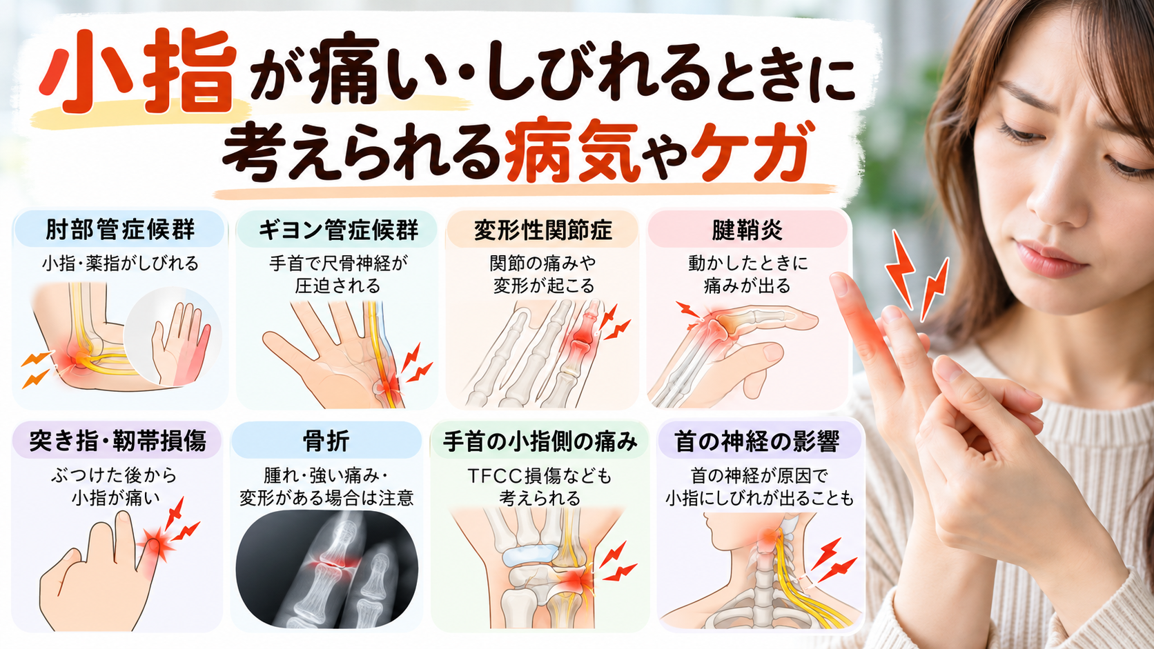 小指が痛い・しびれるときに考えられる病気やケガ