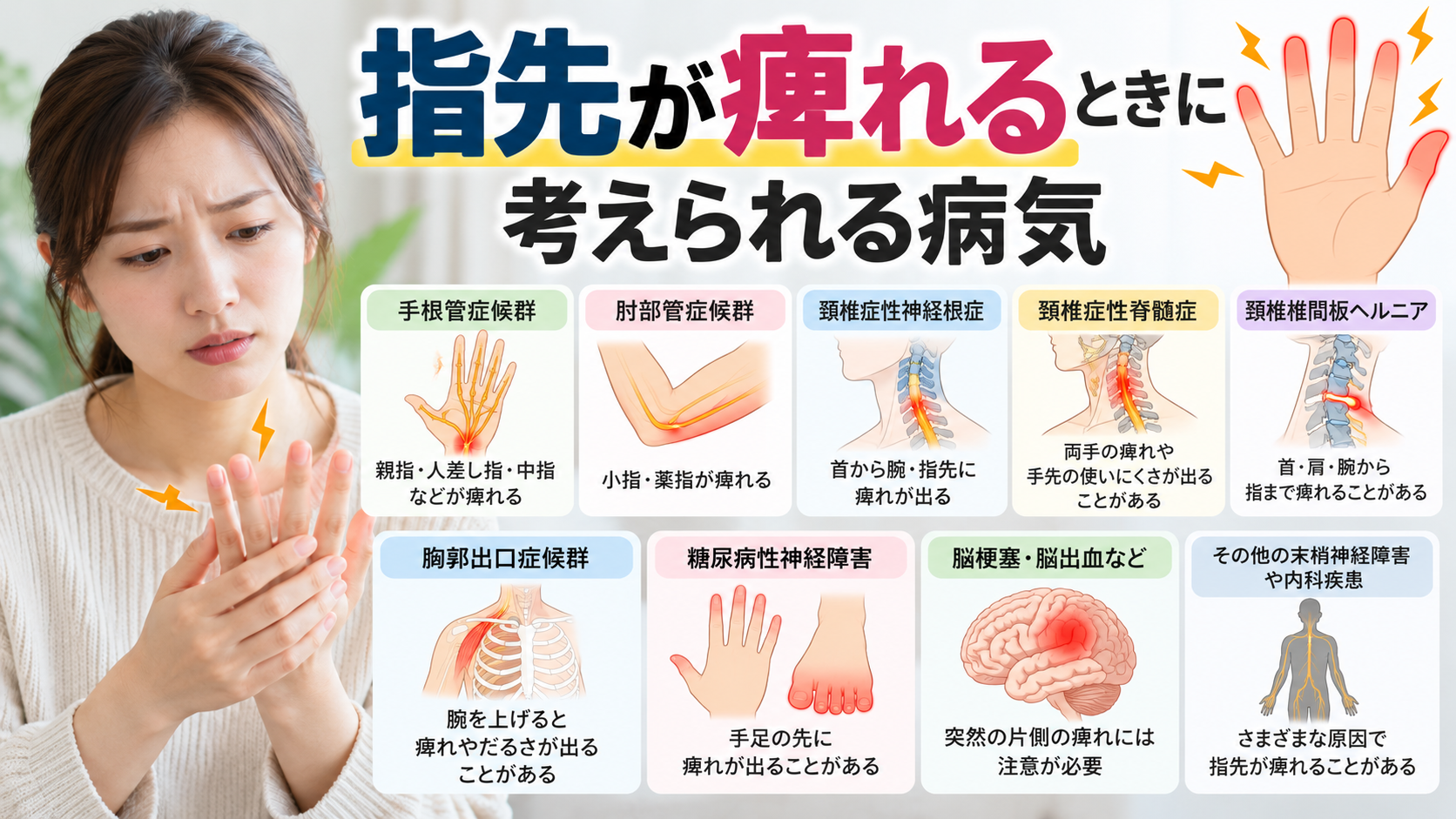 指先が痺れるときに考えられる病気